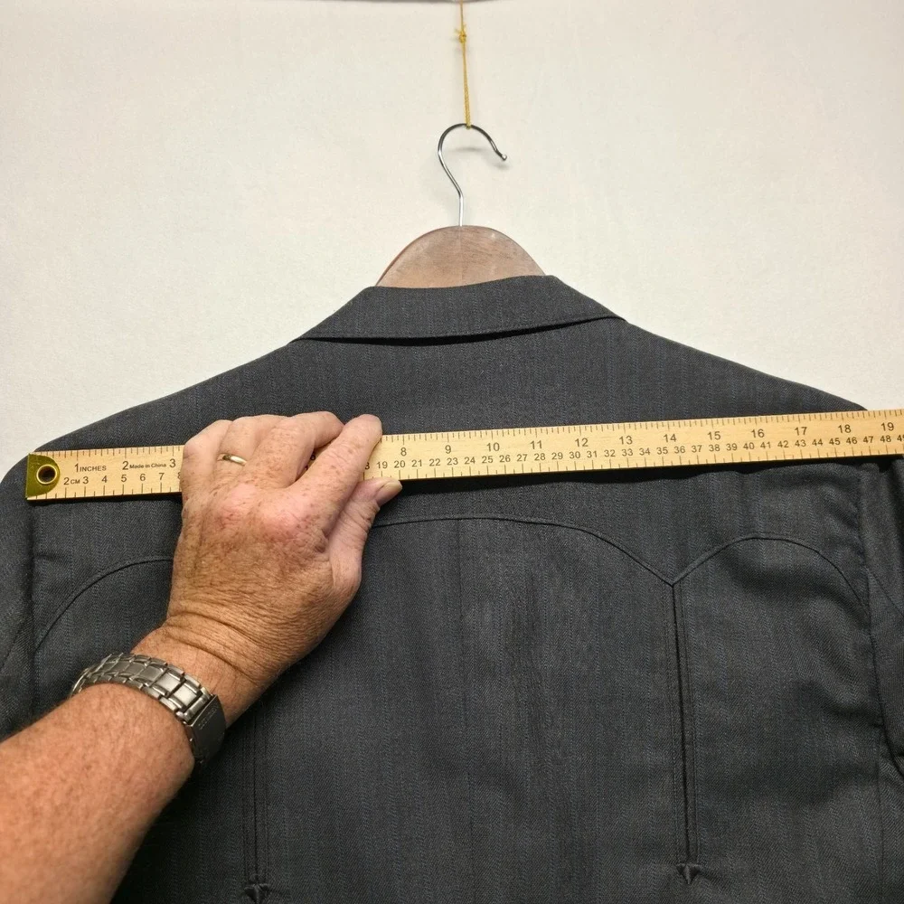 Vintage‎ Western Ranchman Outfitters Men's Gray Striped Western Blazer Size 44L
